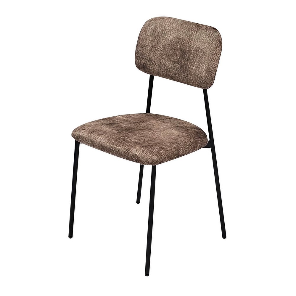 كرسي طاولة طعام قماش بهيكل معدني بني