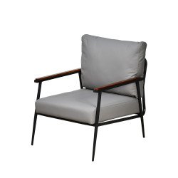 كرسي مفرد جلد بهيكل معدني تصميم عصري رمادي