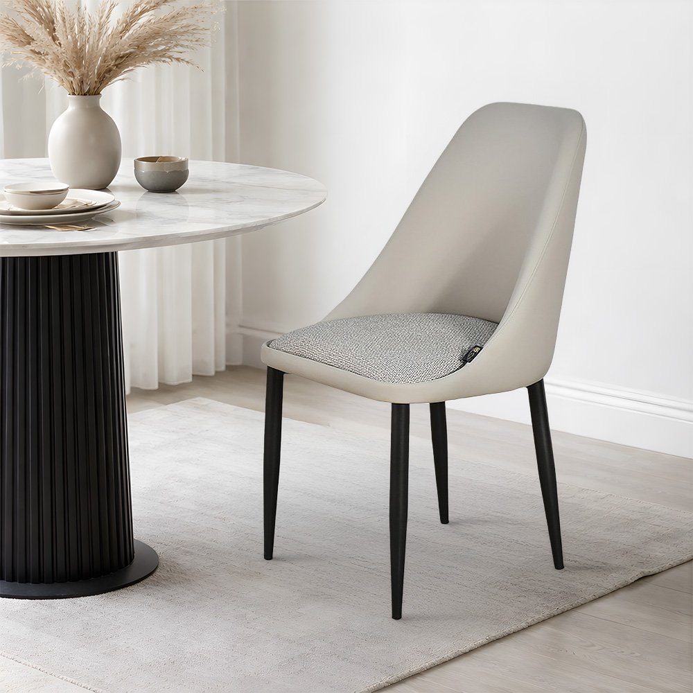 كرسي مفرد مودرن جلد مع أرجل معدنية رمادي غامق كرسي مفرد مودرن جلد مع أرجل معدنية رمادي غامق