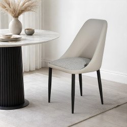 كرسي مفرد مودرن جلد مع أرجل معدنية رمادي غامق