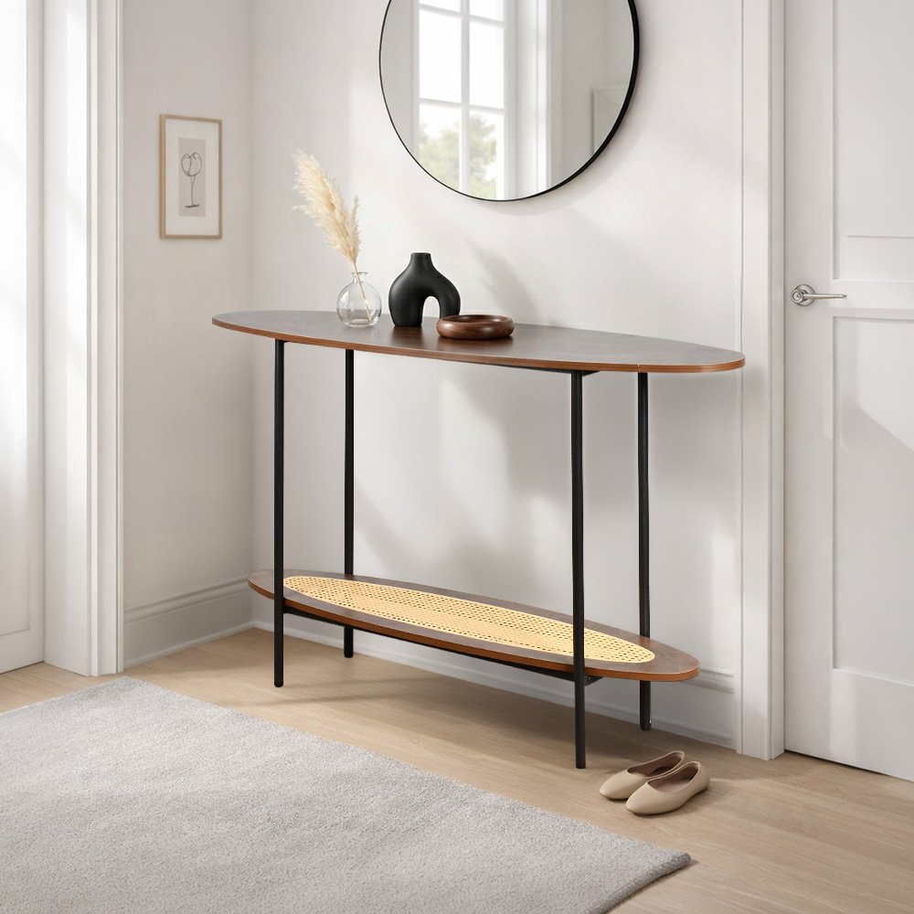 مدخل استقبال خشبي مع رف راتان بوهيمي عصري بني مدخل استقبال خشبي مع رف راتان بوهيمي عصري بني