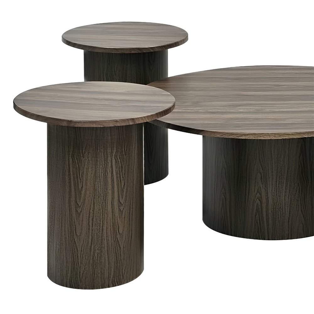 طقم طاولات خدمة مودرن 5 قطع خشب بني