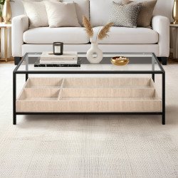 طاولة خدمة مفردة مودرن بسطح زجاجي بيج