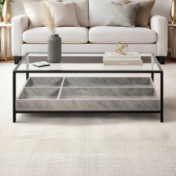 طاولة خدمة مفردة مودرن بسطح زجاجي رمادي