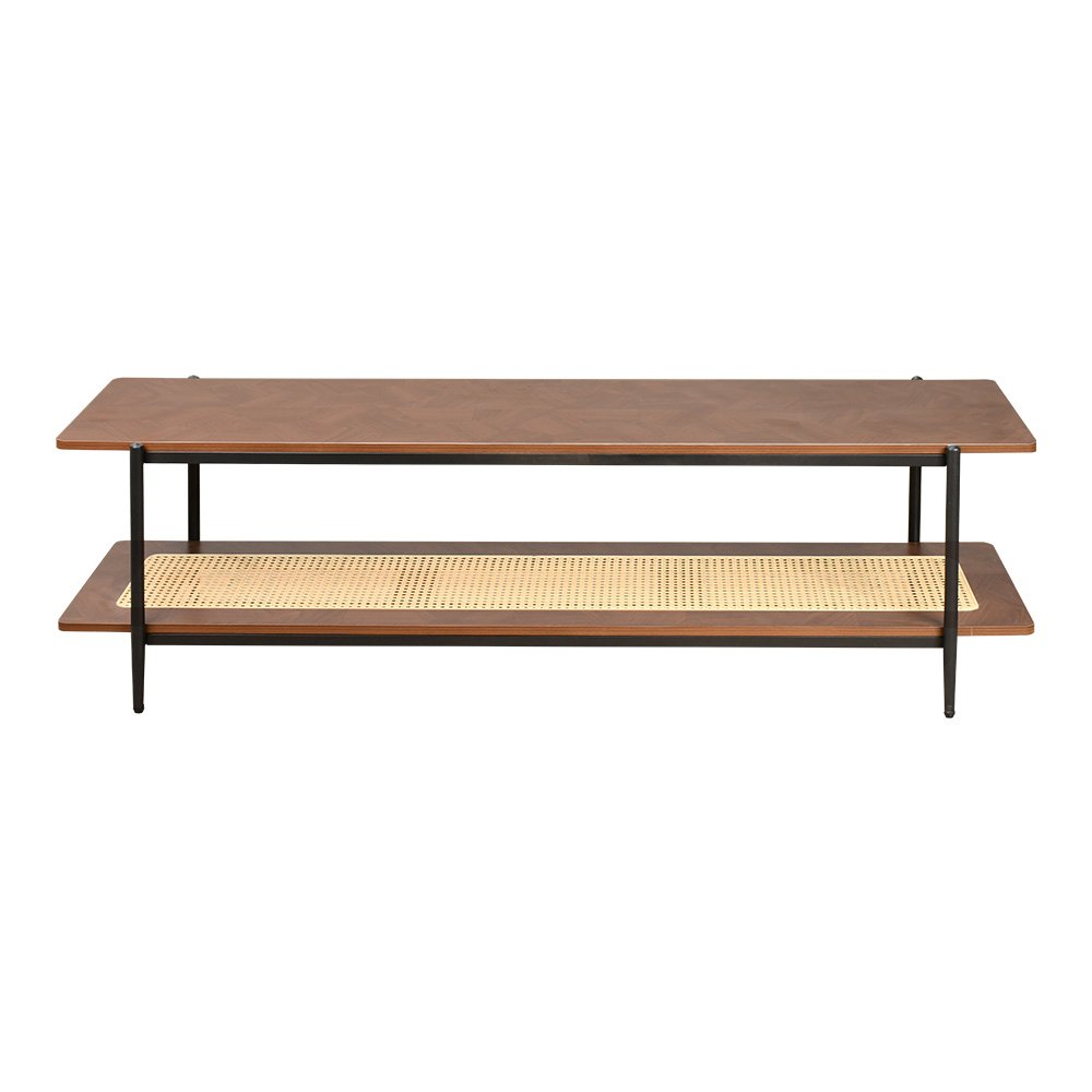 وحدة تلفاز خشب مع رف راتان بوهيمي عصري بني 160 سم وحدة تلفاز خشب مع رف راتان بوهيمي عصري بني 160 سم