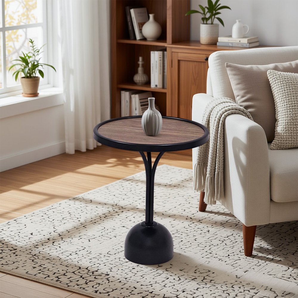 طاولة خدمة مفردة خشب بهيكل معدني متين طاولة خدمة مفردة خشب بهيكل معدني متين