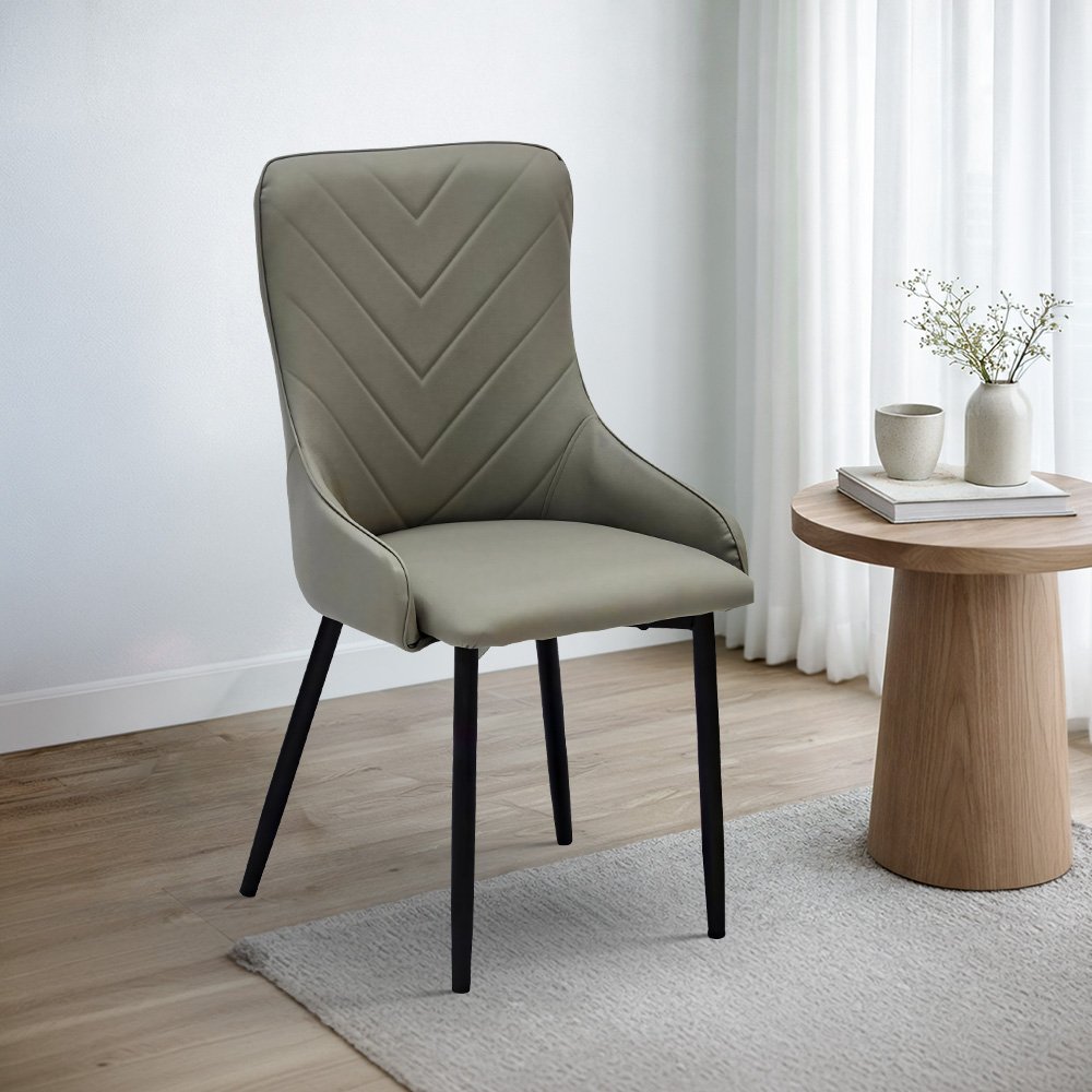 كرسي طاولة طعام قماش بهيكل معدني رمادي