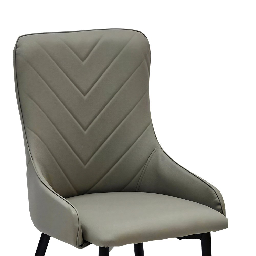 كرسي طاولة طعام قماش بهيكل معدني رمادي