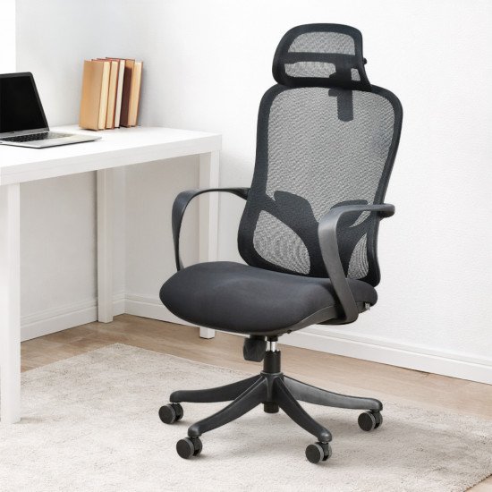 كرسي مكتب مودرن دوار قابل للتعديل أسود