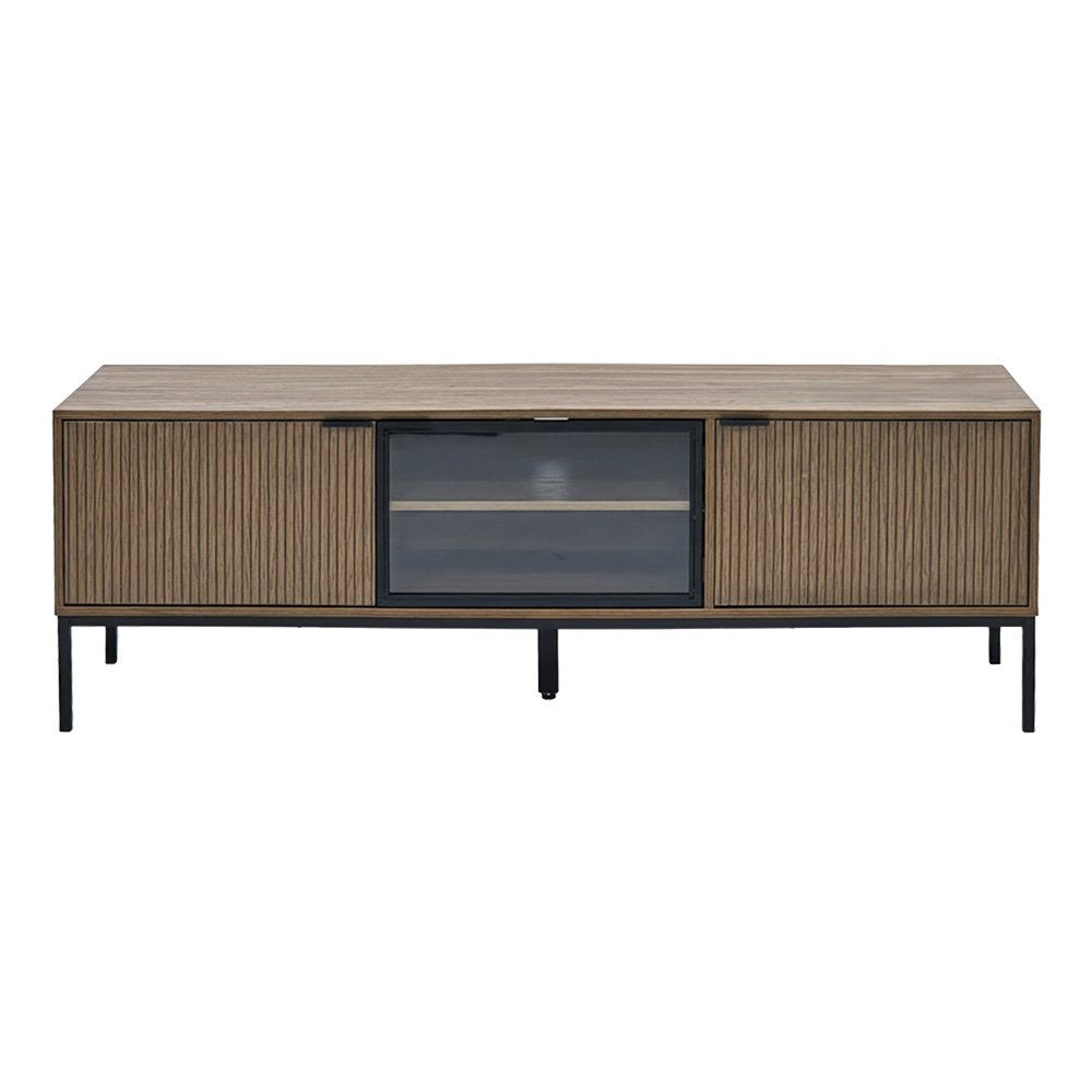 وحدة تلفاز مودرن خشبية عصرية مع باب زجاجي 160 سم