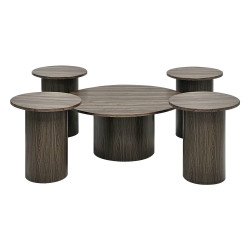 طقم طاولات خدمة مودرن 5 قطع خشب بني