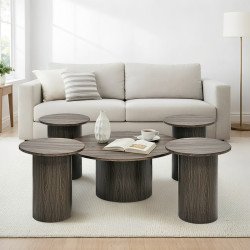 طقم طاولات خدمة مودرن 5 قطع خشب بني