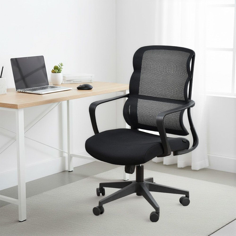 كرسي مكتب مودرن دوار قابل للتعديل أسود