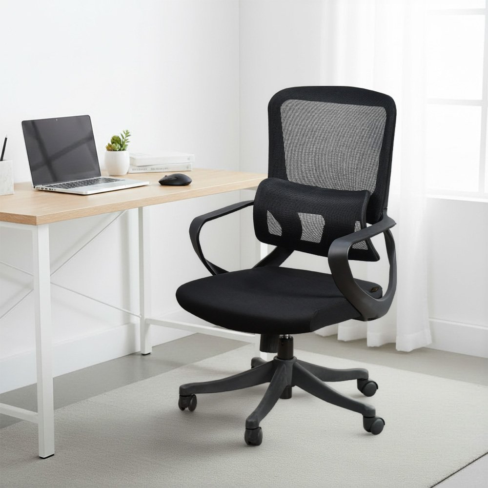 كرسي مكتب مودرن دوار قابل للتعديل أسود