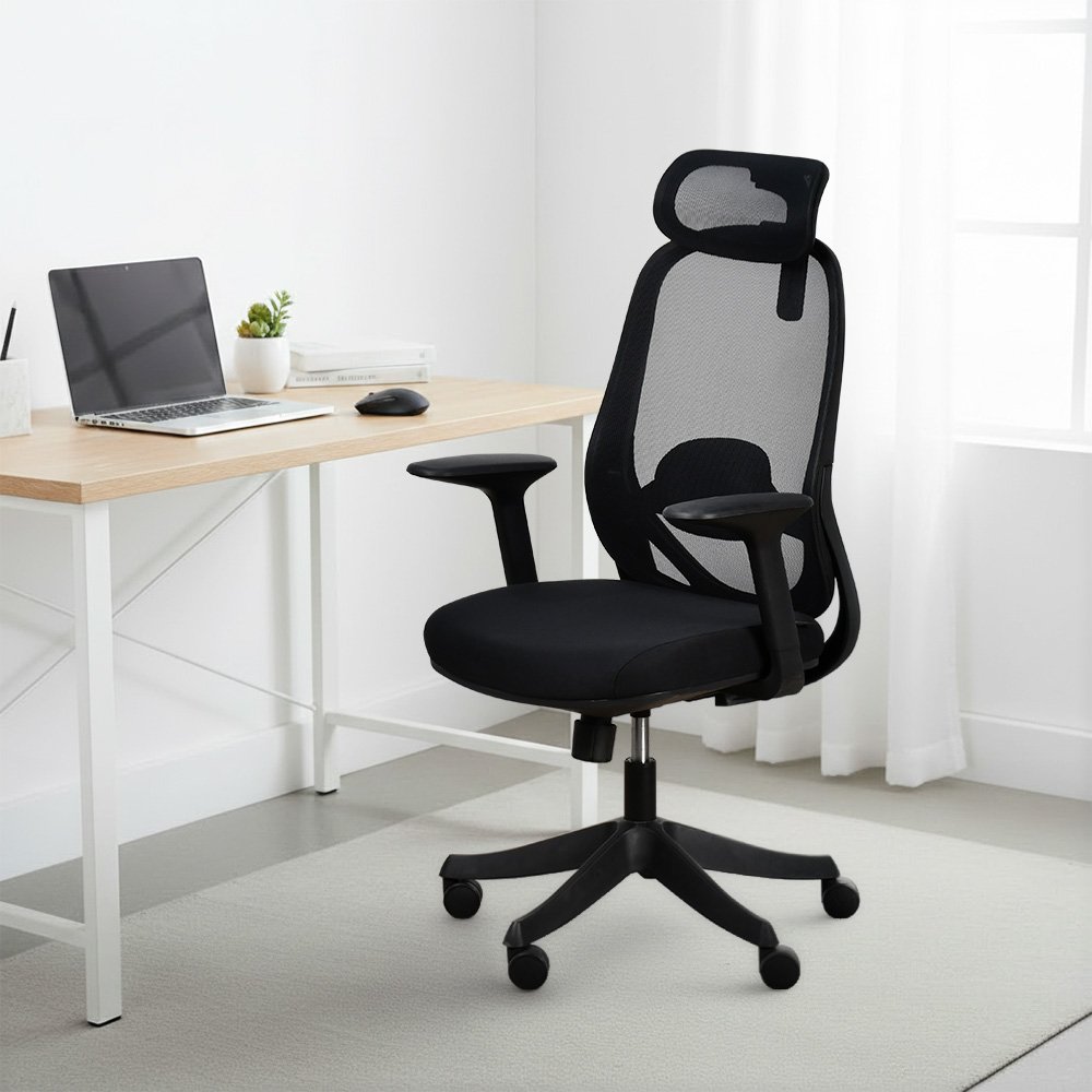 كرسي مكتب مودرن دوار قابل للتعديل أسود