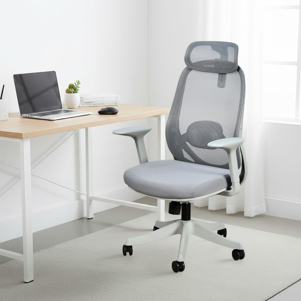 كرسي مكتب مودرن دوار قابل للتعديل رمادي