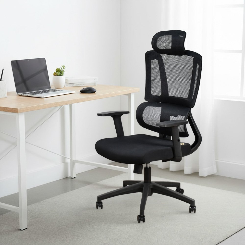 كرسي مكتب مودرن دوار قابل للتعديل أسود