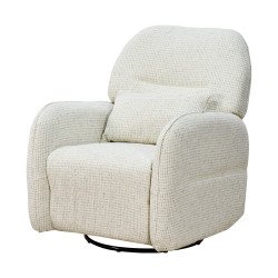 كرسي استرخاء فخم هزاز دوار قماشي مودرن أوف وايت