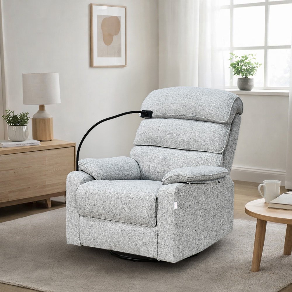 كرسي استرخاء فاخر هزار دوار بحامل جوال رمادي كرسي استرخاء فاخر هزار دوار بحامل جوال رمادي