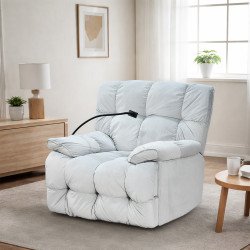 كرسي استرخاء فخم هزاز دوار بحامل جوال رمادي فاتح