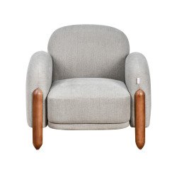 كرسي مفرد فخم قماش بهيكل خشبي مودرن