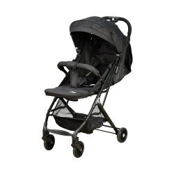 عربة أطفال قابلة للطي قماش بهيكل معدني أسود