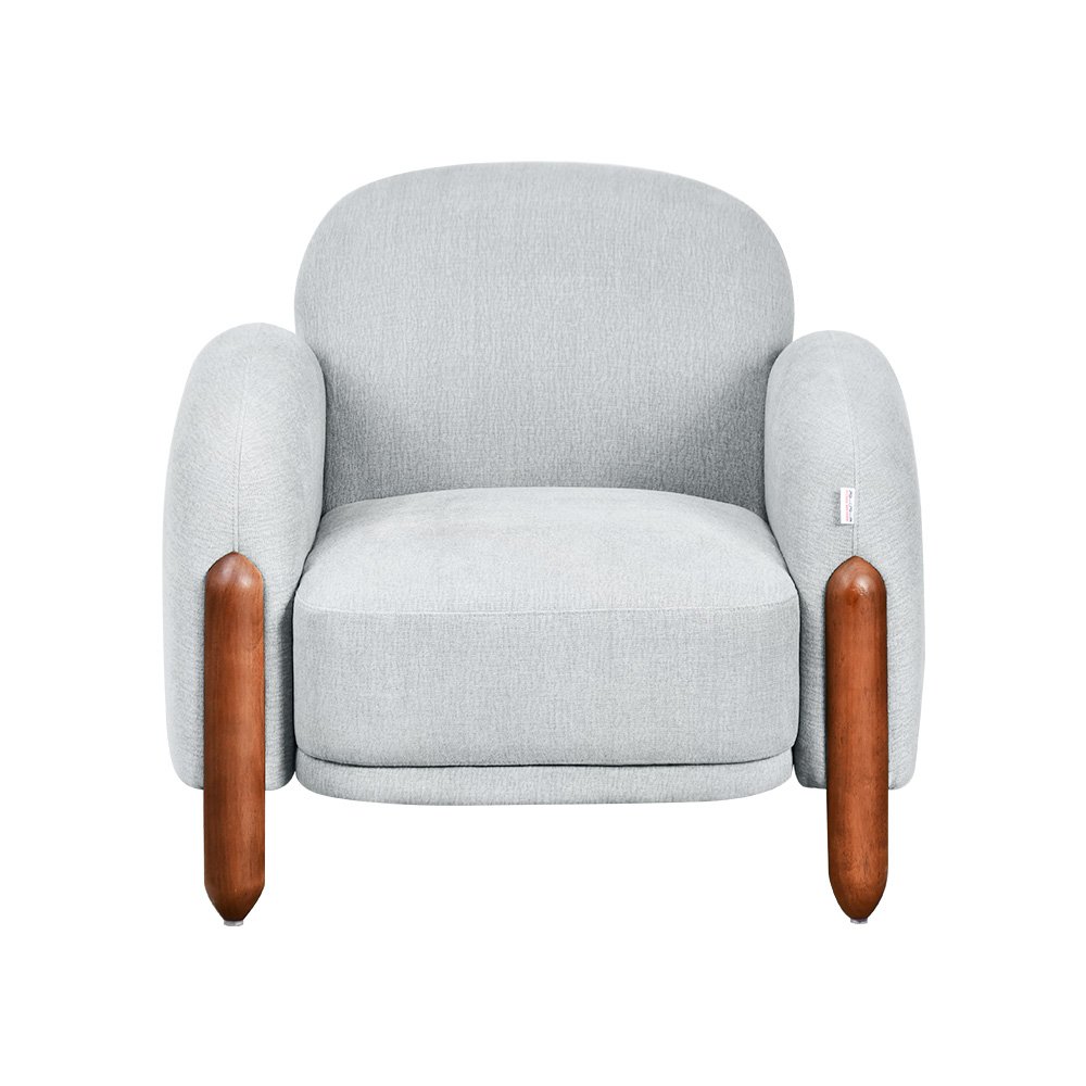 كرسي مفرد فخم قماش بهيكل خشبي مودرن رمادي