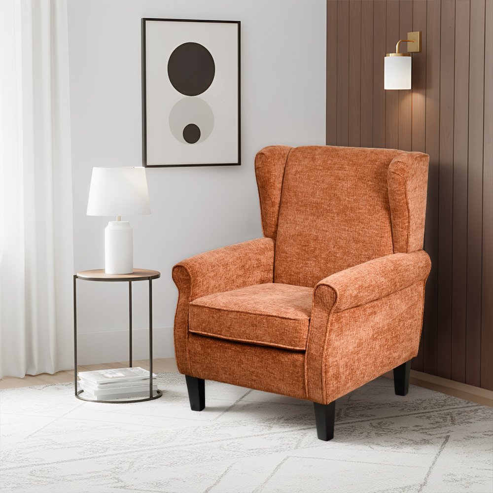 كرسي مفرد فخم قماش بهيكل خشبي مودرن هافان