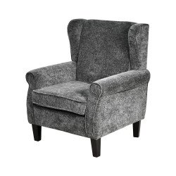 كرسي مفرد فخم قماش بهيكل خشبي مودرن رمادي غامق