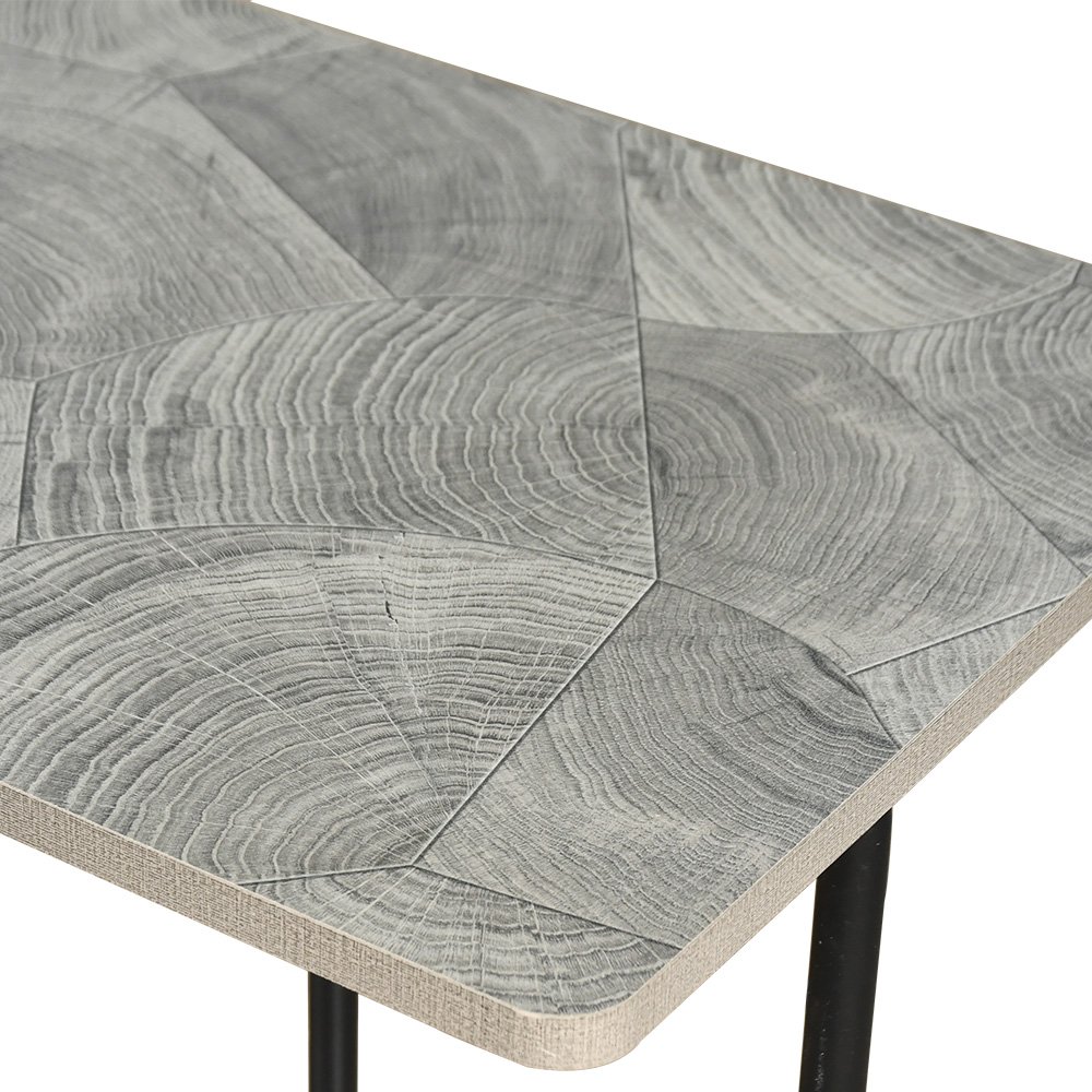 مدخل استقبال خشبي 2 دور بهيكل معدني رمادي