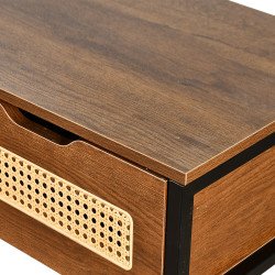 مدخل استقبال خشبي 2 دور بهيكل معدني مع أدراج بني