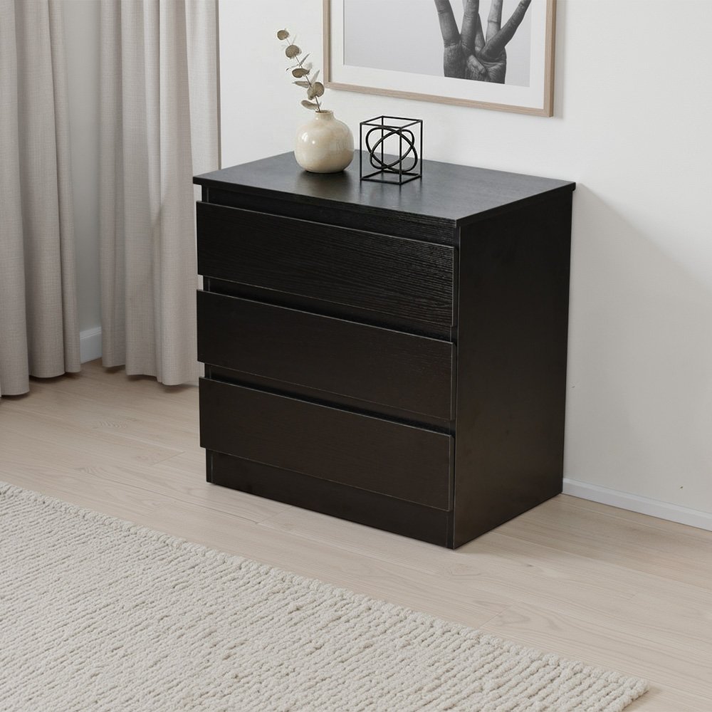 خزانة خشب بـ 3 أدراج تصميم عصري أسود