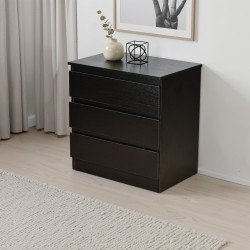 خزانة خشب بـ 3 أدراج تصميم عصري أسود