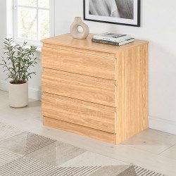 خزانة خشب بـ 3 أدراج تصميم عصري بيج