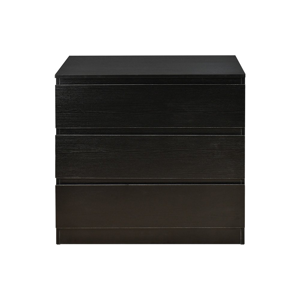 خزانة خشب بـ 3 أدراج تصميم عصري أسود 80×87 سم