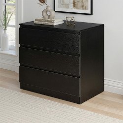 خزانة خشب بـ 3 أدراج تصميم عصري أسود 80×87 سم