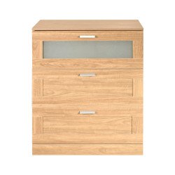 خزانة خشب مع زجاج بـ 3 أدراج بيج 95×78 سم