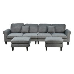 كنبة زاوية مودرن قماش تصميم عصري رمادي غامق