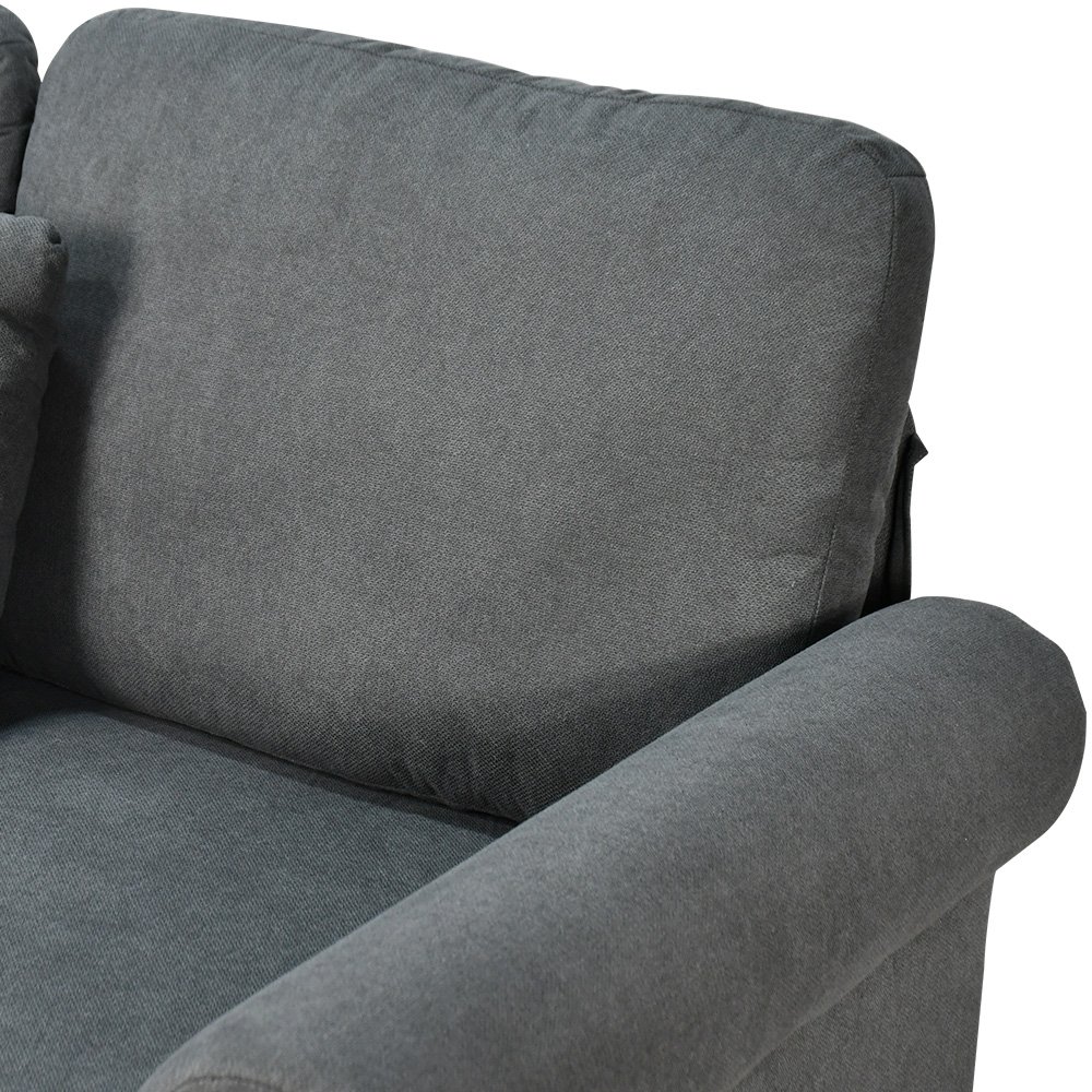 كنبة زاوية مودرن قماش تصميم عصري رمادي غامق