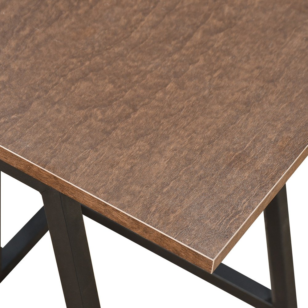 طقم طاولات خدمة خشب 3 قطع بأرجل معدنية بني