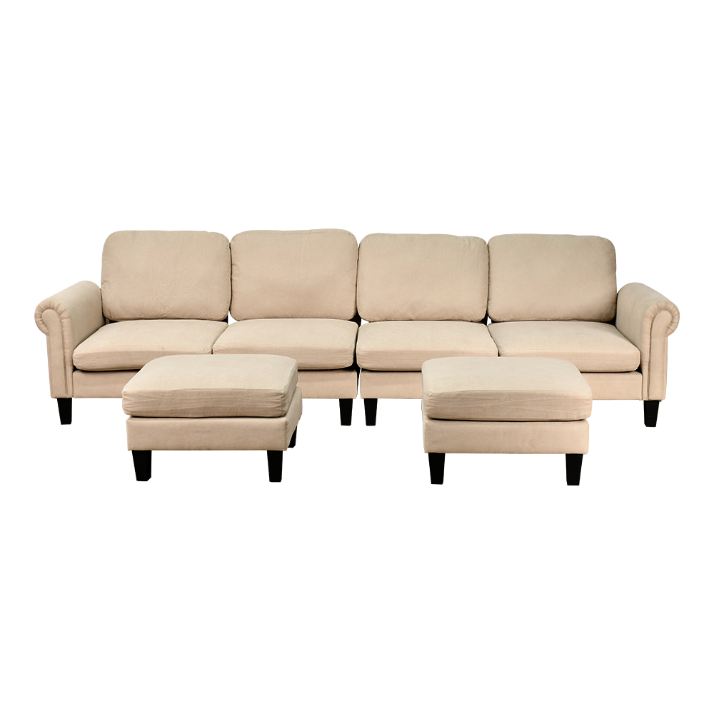 كنبة زاوية مودرن قماش تصميم عصري بيج