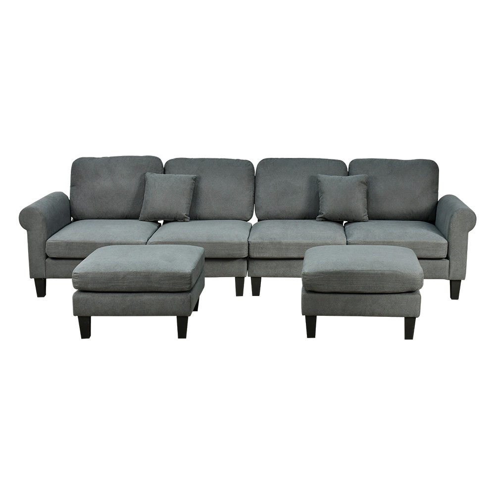 كنبة زاوية مودرن قماش تصميم عصري رمادي غامق