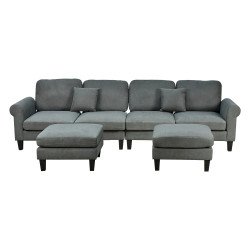 كنبة زاوية مودرن قماش تصميم عصري رمادي غامق