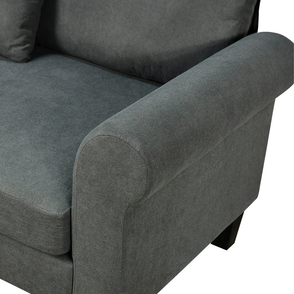 كنبة زاوية مودرن قماش تصميم عصري رمادي غامق