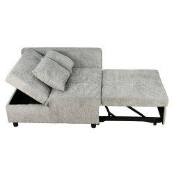 كنبة فاخرة قابلة للتعديل الي سرير مودرن مع تخزين رمادي