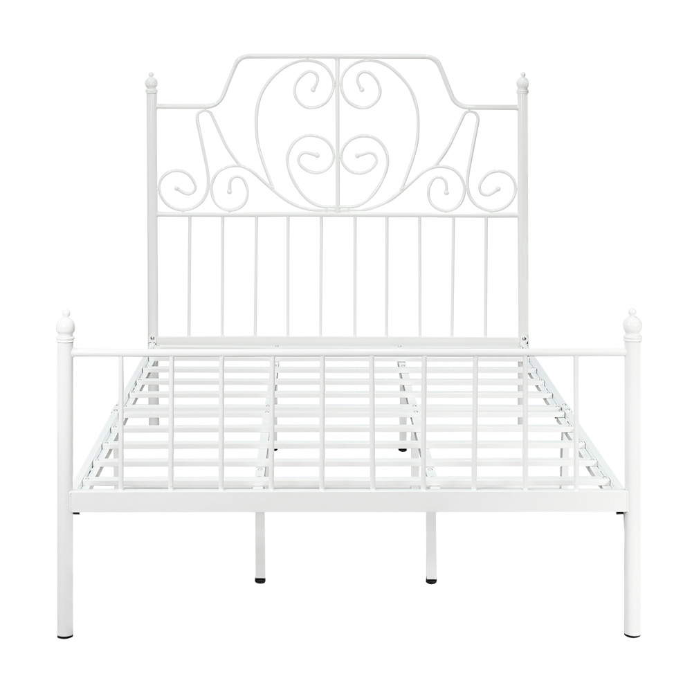 هيكل سرير معدني أبيض 200×140 سم
