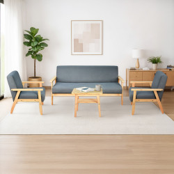 جلسة خارجية 5 مقاعد وطاولة خشب عصرية