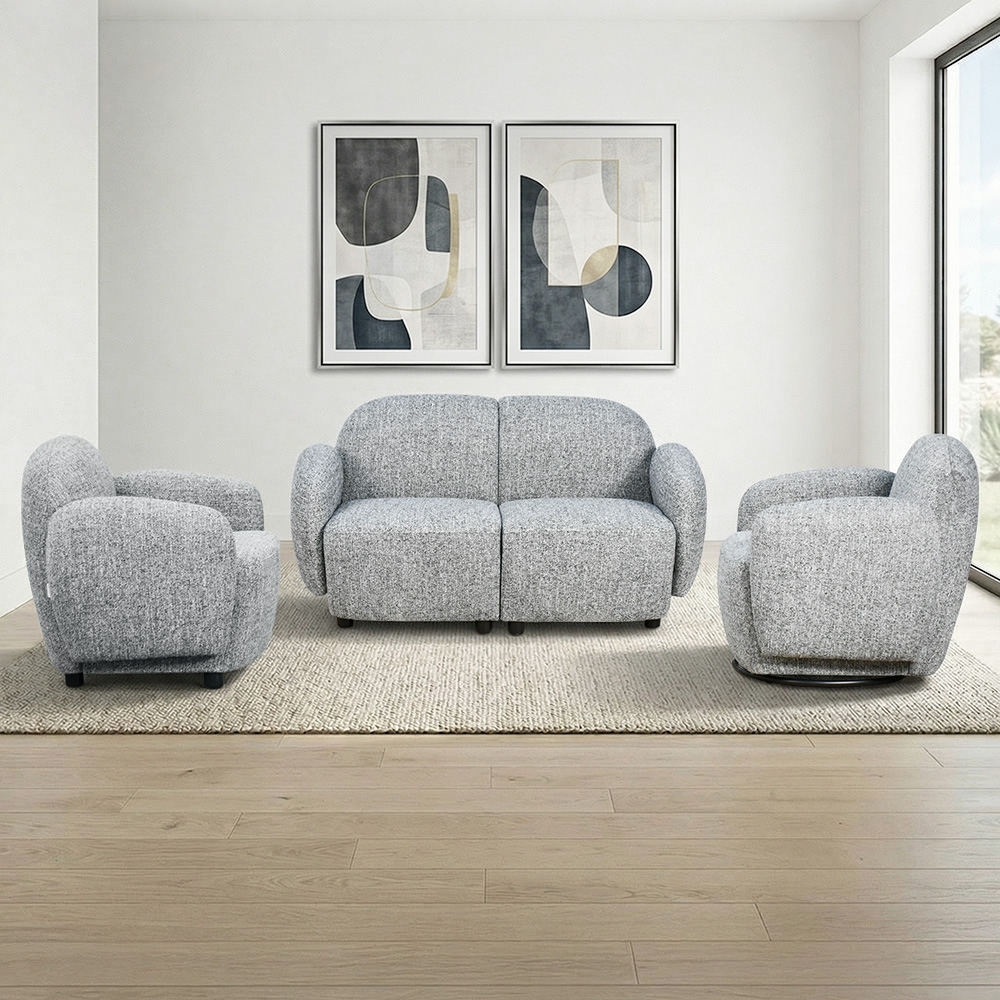 طقم كنب 2 مقعد فاخر مع كرسيين دوار وثابت رمادي طقم كنب 2 مقعد فاخر مع كرسيين دوار وثابت رمادي