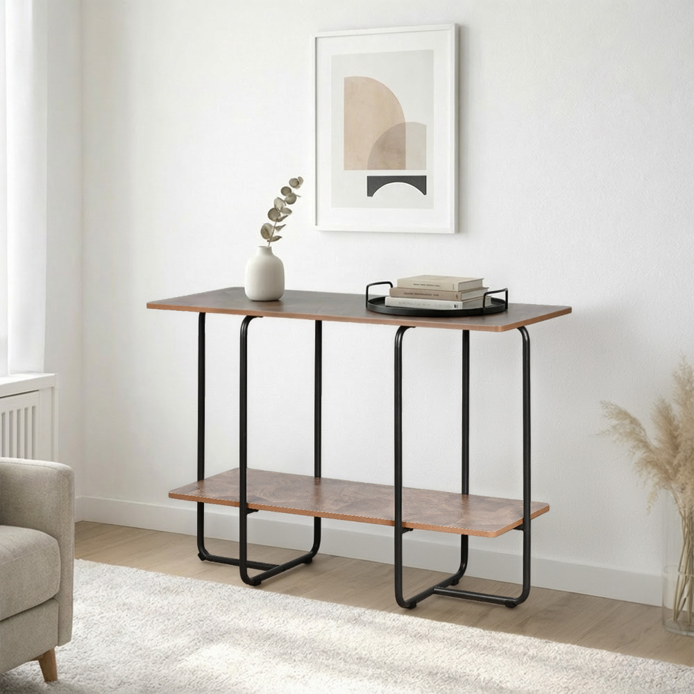 مدخل استقبال خشبي 2 دور بهيكل معدني بني