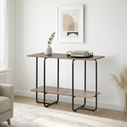 مدخل استقبال خشبي 2 دور بهيكل معدني بني